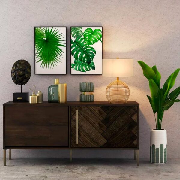 Evelyn&Zoe 21_ Coastal Rattan Table Lamp with White Drum Linen Shade — изображение 3